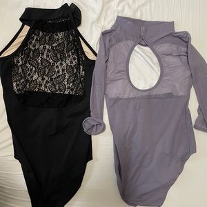 Amazon ballet leotard bundle - black high neck mesh back and gray long sleeves